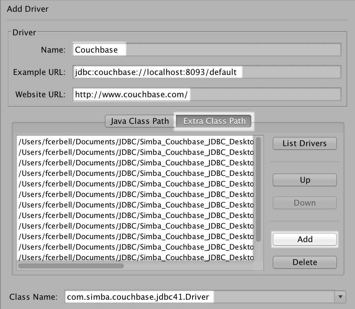 Squirrel Add a new driver Dialog